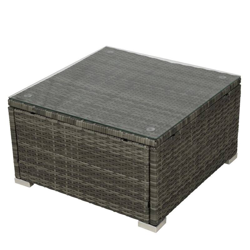 4-Piece Gray Wicker Outdoor Pation Conversation Sofa Set with Beige Cushion