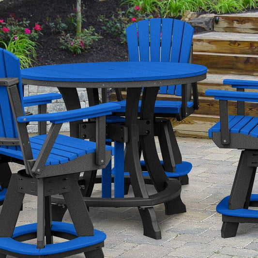 Adirondack Black Round Composite Outdoor Dining Table with Blue Top