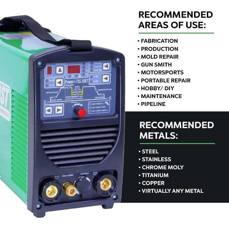 200 Amp Power i-TIG 200T IGBT Digital Inverter DC Stick/TIG Welder w/ HF and Lift TIG Start 9 Program Memory 240V