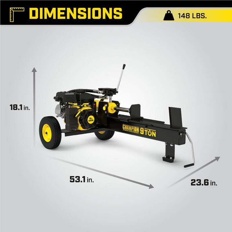 9 Ton 80 cc Compact Horizontal Gas Wood Log Splitter with Auto Return