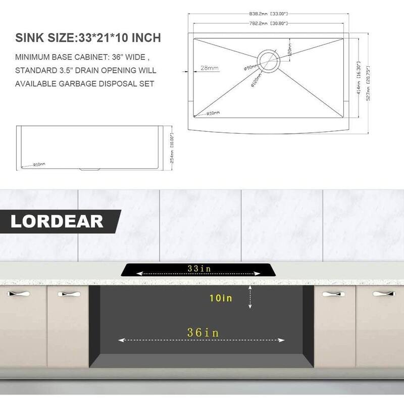 36 in. White Stainless Steel Single Bowl Farmhouse Kitchen Sink