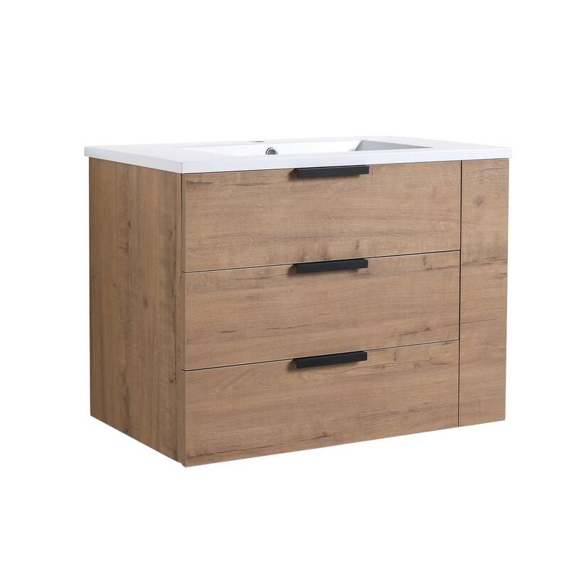 30 in. W x 18 in. D x 22 in. H Bath Vanity in Imitative Oak with White Top