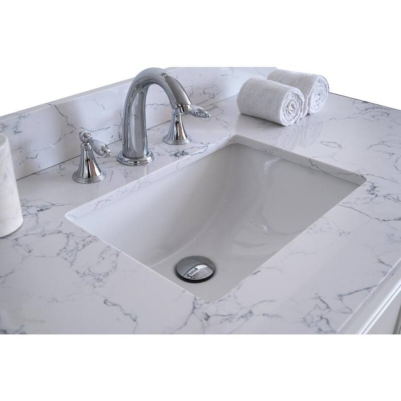 37 in. W x 22 in. D Engineered Stone Composite Vanity Top in Marble Color with White Rectangular Single Sink