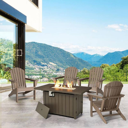 48 in. W x 26.25 in. H 30000-BTU Outdoor Tan Aluminum Propane Fire Pit Table with Cover