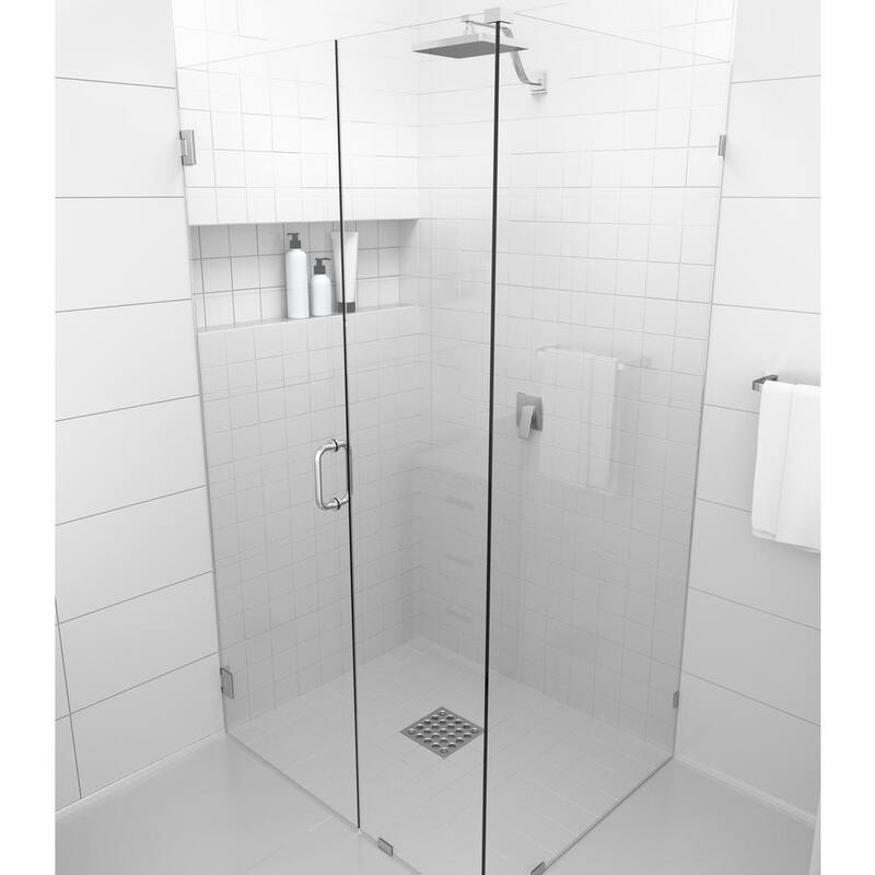 35 in. W x 40.5 in. D x 78 in. H Pivot Frameless Corner Shower Enclosure in Nickel Finish with Clear Glass