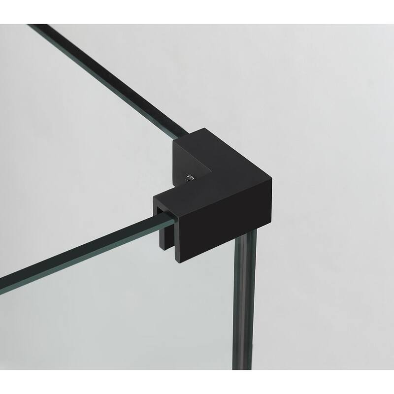 43.25 in. to 44.25 in. x 32.375 in. x 72 in. Frameless Corner Hinged Shower Enclosure with Glass Shelves in Matte Black