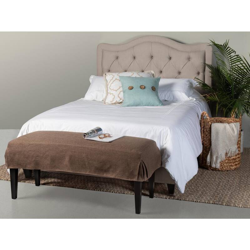 Allure Diamond Tufted Queen Upholstered Bed with Side Rails and Footboard in Crawford Linen