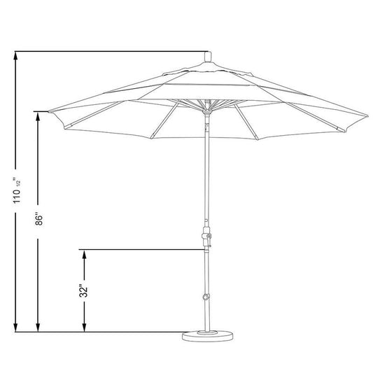 11 ft. Hammertone Grey Aluminum Market Patio Umbrella with Crank Lift in Air Blue Sunbrella