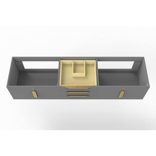 Alpine 71.75 in. W x 18.75 in. D x 14.25 in. H Bath Vanity Cabinet without Top in Matte Gray with Gold Trim