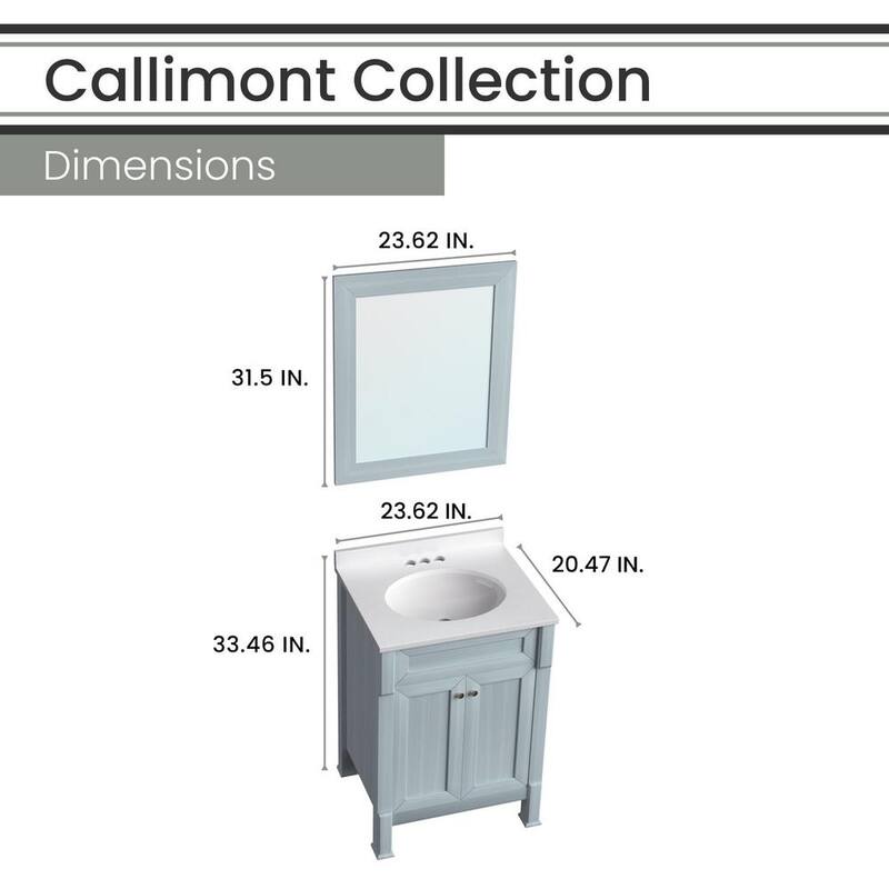 23.62 in. W x 20.5 in. D x 33.46 in. Callimont Vanity Cabinet with Sink 2 Doors Blue Cabinet