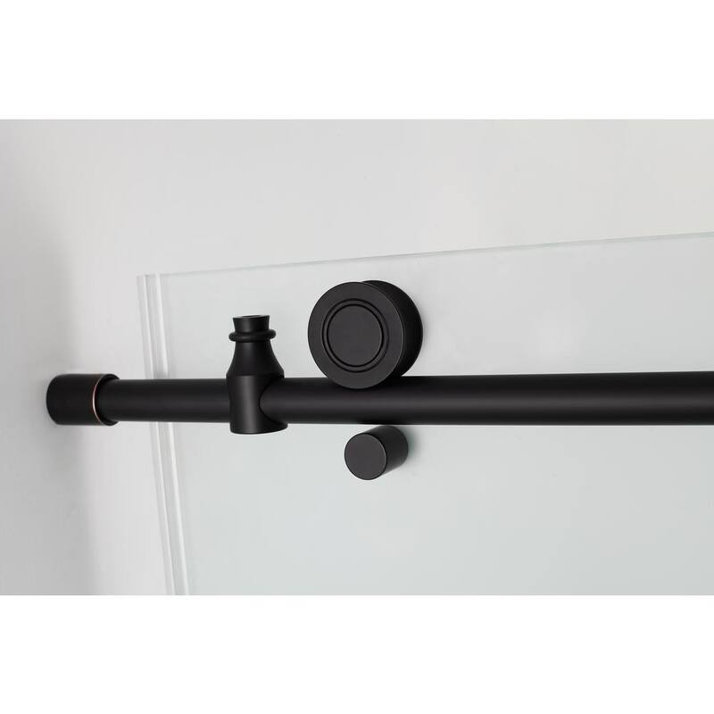 56 in. -60 in. x 38 in. x 80 in. Frameless Corner Sliding Shower Enclosure Frosted Glass in Oil Rubbed Bronze