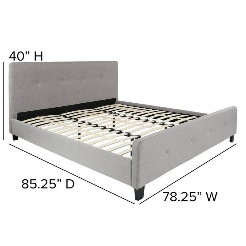 78.25 in. W Light Gray Fabric Metal Frame King Platform Bed