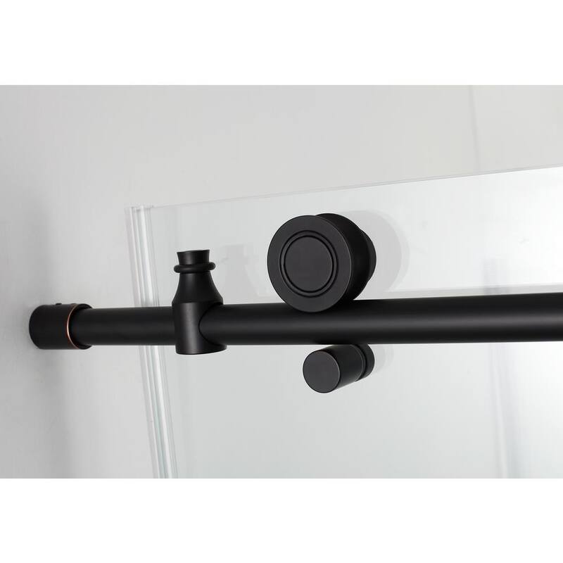 44 in. - 48 in. x 30 in. x 80 in. Frameless Corner Sliding Shower Enclosure Clear Glass in Oil Rubbed Bronze Left