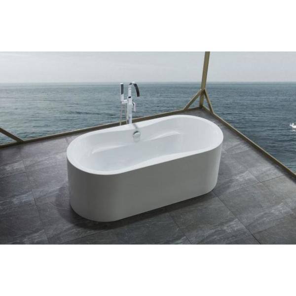 65.7 in. Acrylic Double Slipper Flatbottom Non-Whirlpool Bathtub in White