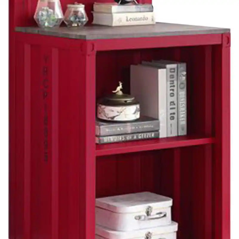 21 in. Red Reception Standing Desk with Container Style and 3-Tier Shelves