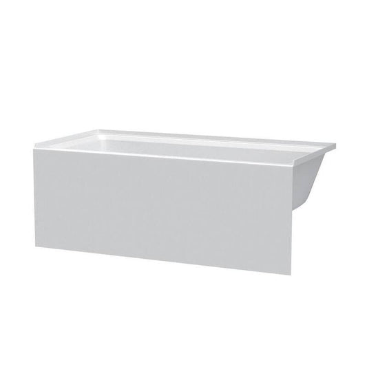 54 in. x 30 in. Acrylic Right Drain Rectangular Apron Front Non-Whirlpool Bathtub in White