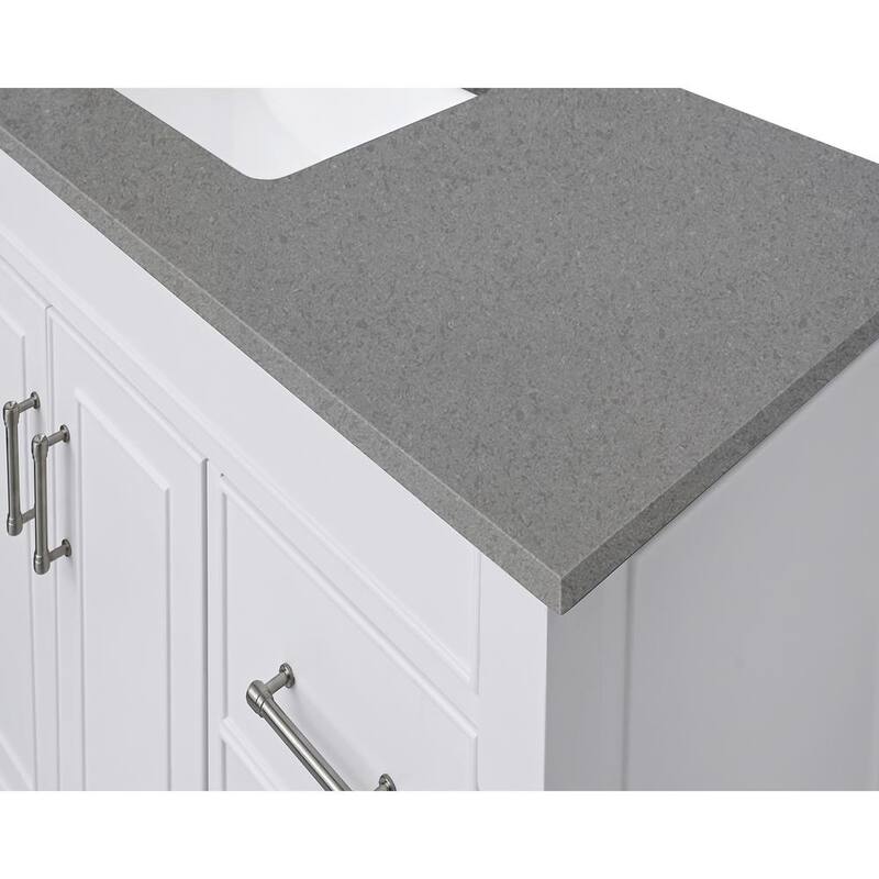 49 in. W x 22 in. D Quartz Vanity Top in Lotte Radianz Contrail Matte with White Rectangular Single Sink