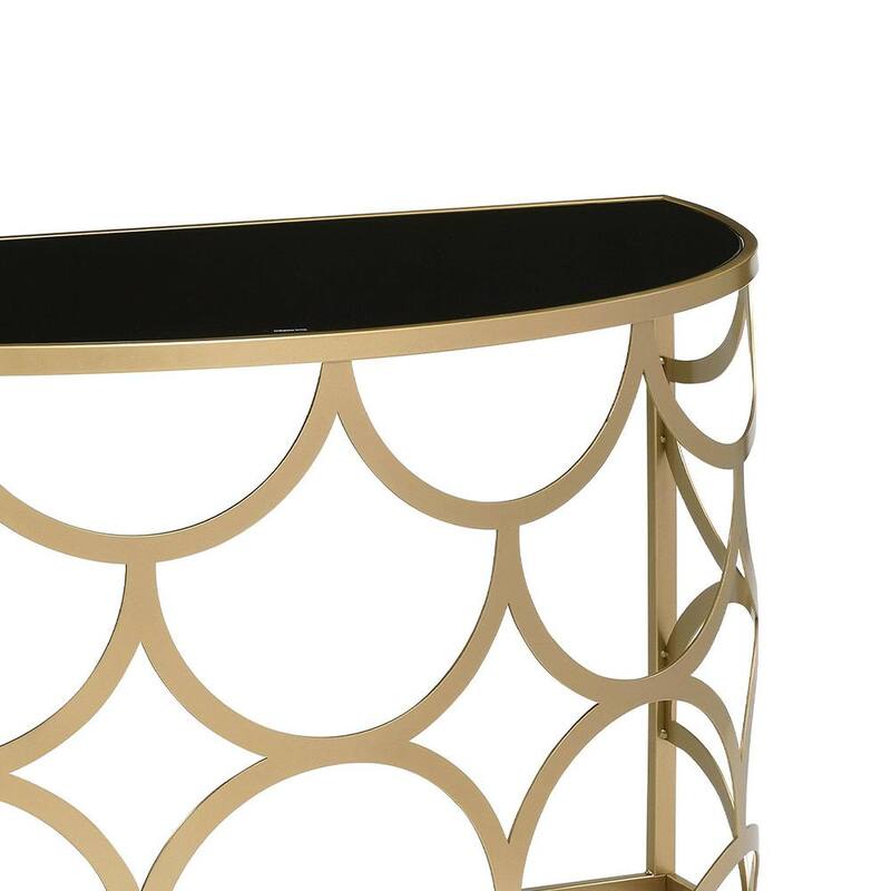 Altus 54 in. Gold Finish Half Moon Glass Console Table