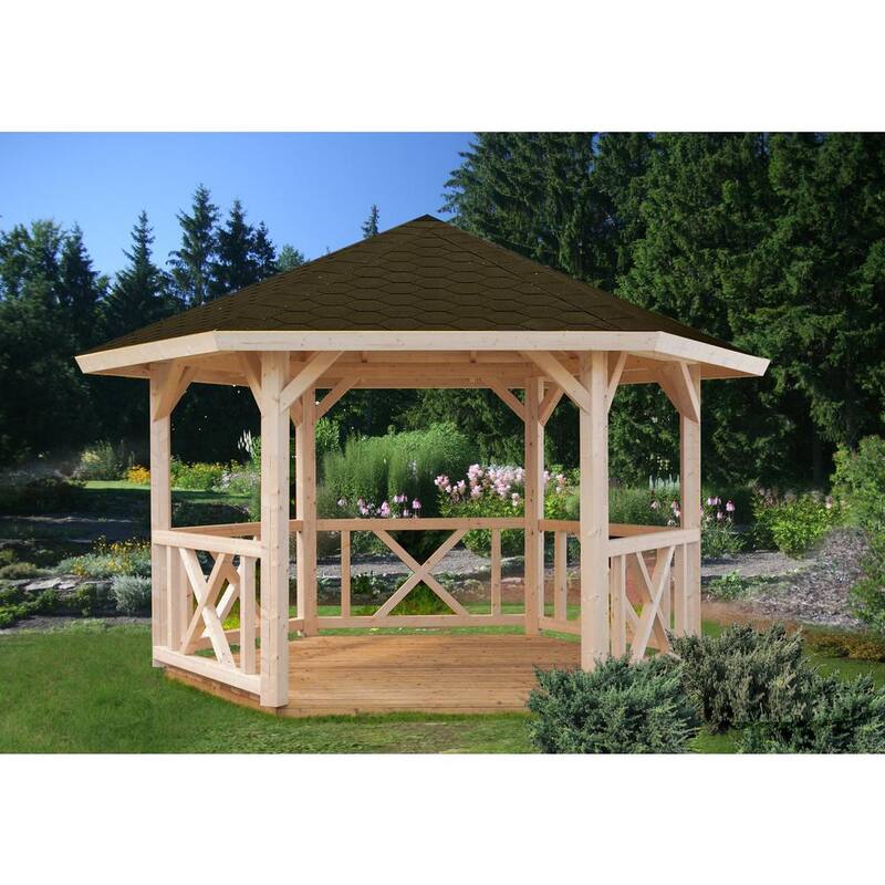 11 ft. x 11 ft. Natural Nordic Spruce Wood Gazebo