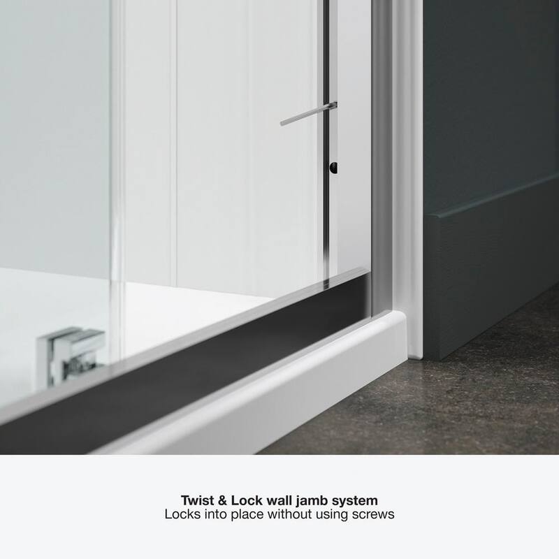 Aerie 60 in. x 75 in. Frameless Sliding Shower Door in Bright Polished Silver with Handle