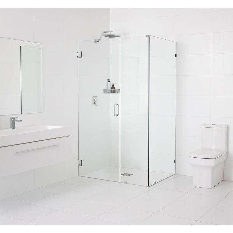 36 in. W x 40.5 in. D x 78 in. H Pivot Frameless Corner Shower Enclosure in Polished Chrome Finish with Clear Glass