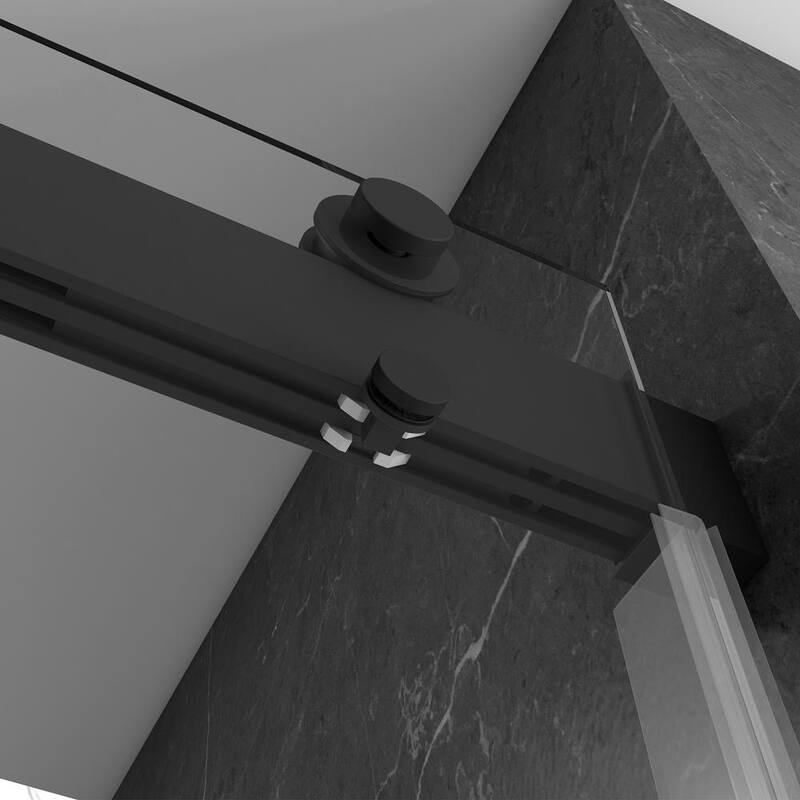 60 in. W x 76 in. H Double Sliding Frameless Shower Door in Matte Black Finish with Clear Glass