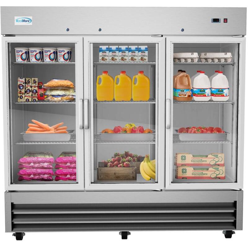 81 in. W 72 cu. ft. Commercial Refrigerator 3 Glass Doors in Stainless Steel