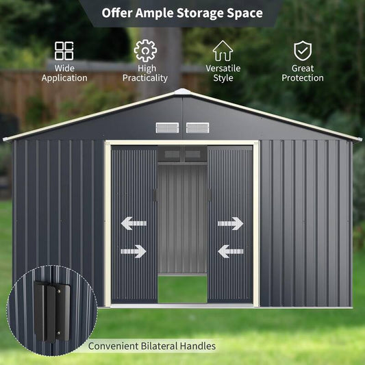 11.2 ft. W x 6.9 ft. D Metal Shed with 94.08 sq. ft.