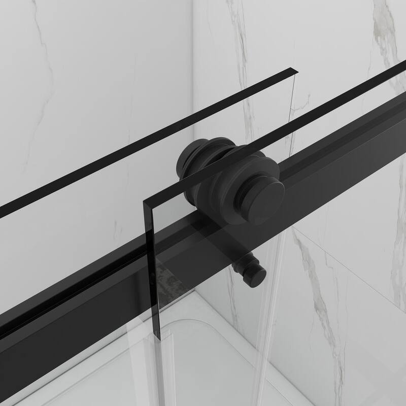 72 in. W x 76 in. H Double Sliding Frameless Shower Door in Matte Black Finish with Clear Glass