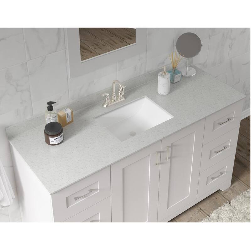 61 in. W x 22 in. D Cultured Marble Rectangular Undermount Single Basin Vanity Top in Silver Stream