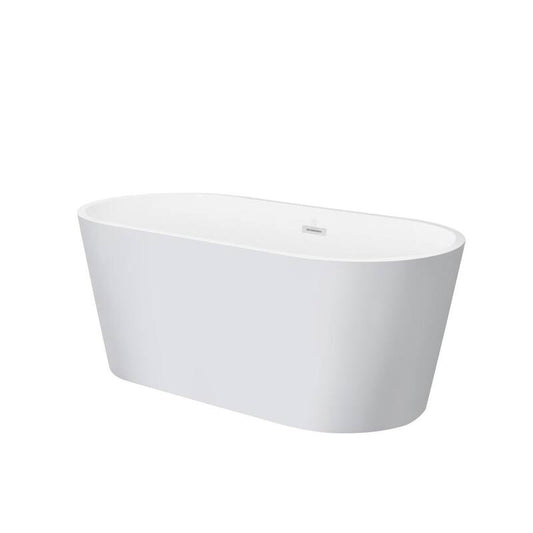 59 in. Acrylic Flatbottom Non-Whirlpool Bathtub in White