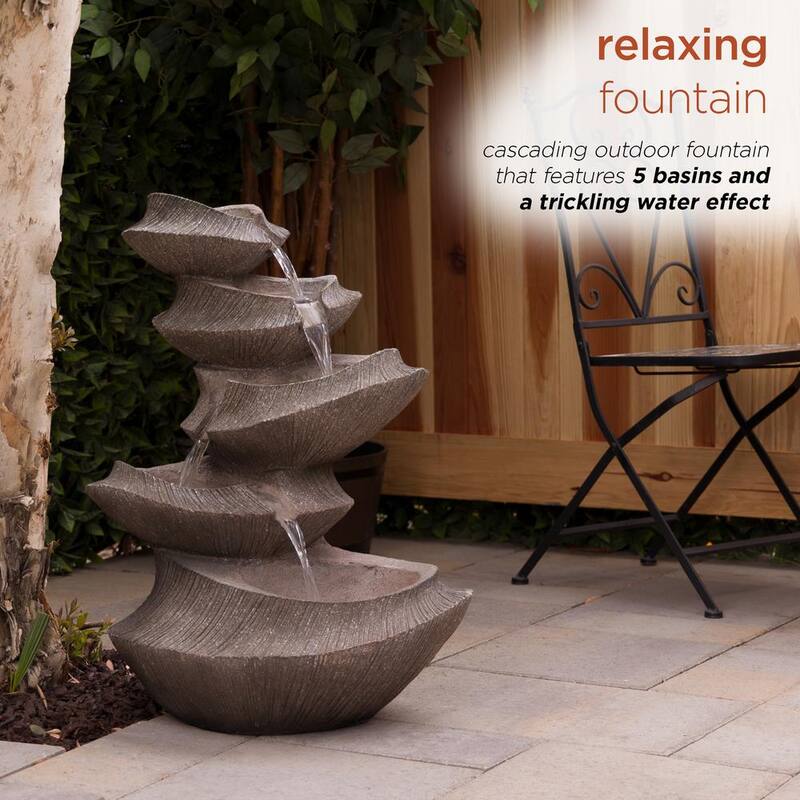 31 in. H Cascading Outdoor Fountain with LED Lights