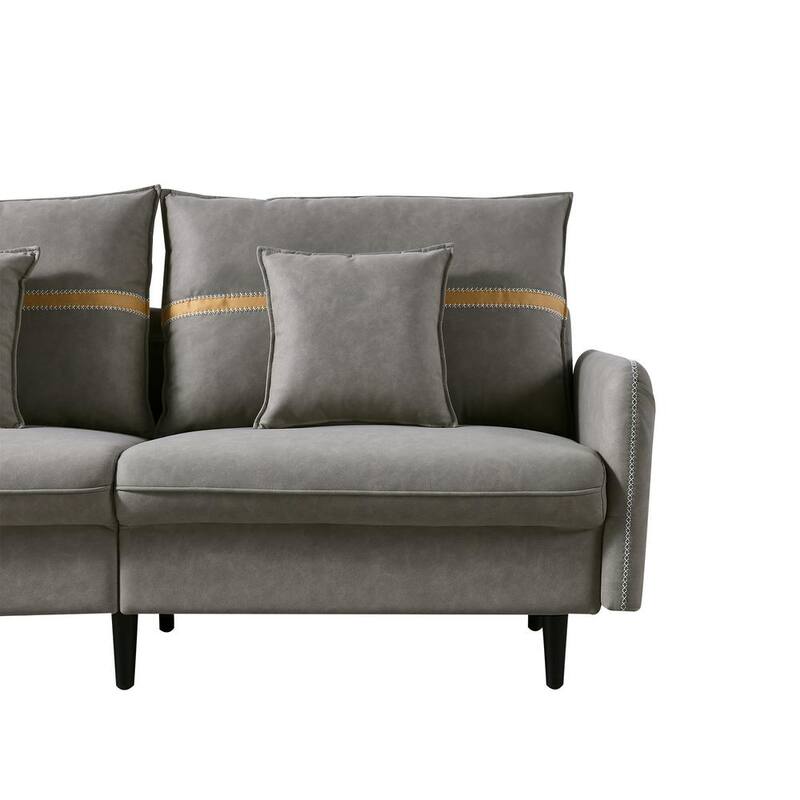 73 in. W Straight Arm Fabric Straight 3-Seat Sofa Couch Studio 2 Pillows Included in Gray