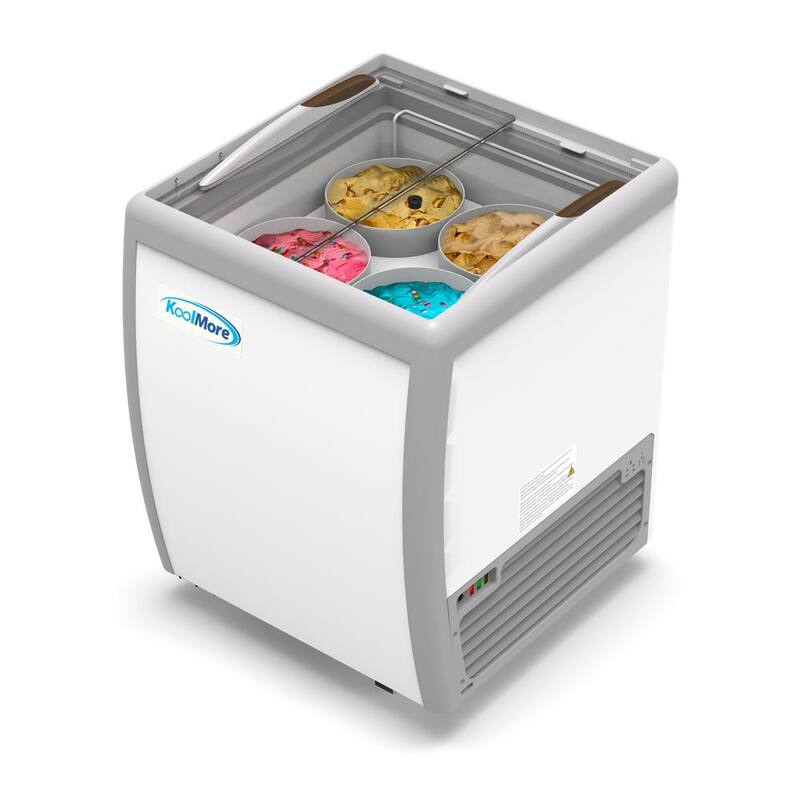 26 in. 4 Tub Ice Cream Dipping Cabinet Display Freezer with Sliding Glass Door.