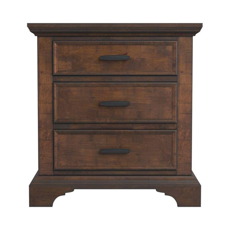 3-Drawer Brown Wooden Nightstand with Bracket Leg Support 17 in. L x 28 in. W x 30.25 in. H