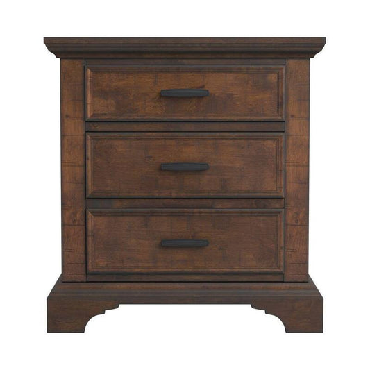 3-Drawer Brown Wooden Nightstand with Bracket Leg Support 17 in. L x 28 in. W x 30.25 in. H