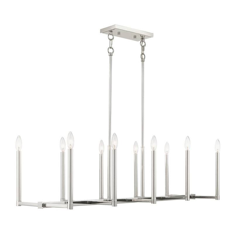 Alpine 10 Light Polished Nickel Linear Chandelier