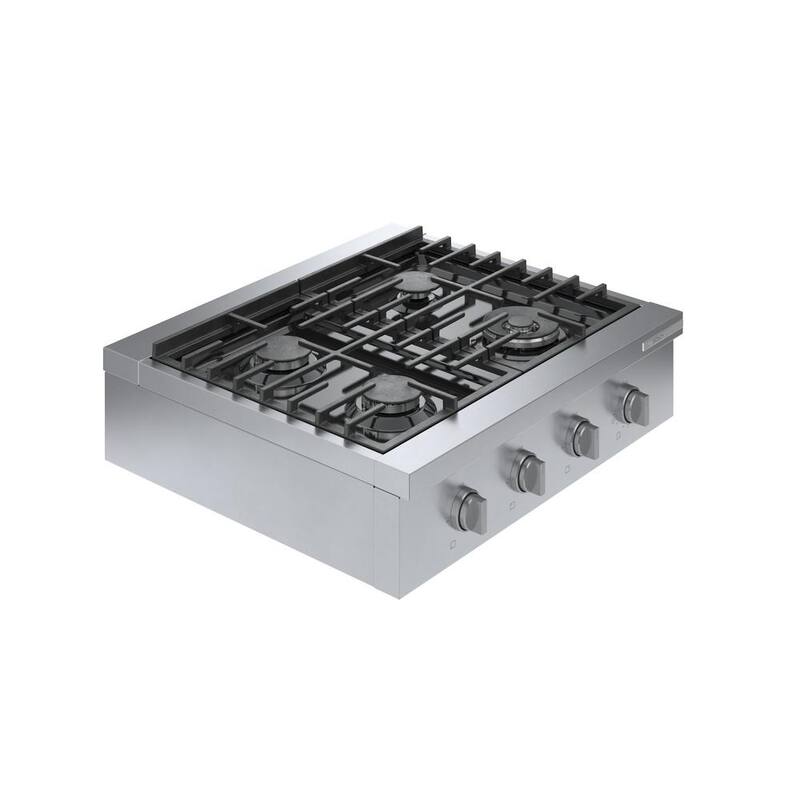 30 in. Gas Cooktop in Stainless Steel with 4-Burners Including 18000 BTU Burner