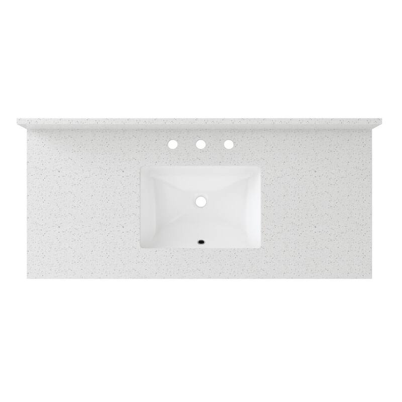 49 in. W x 22 in. D Quartz Vanity Top in Iced White with White Basin