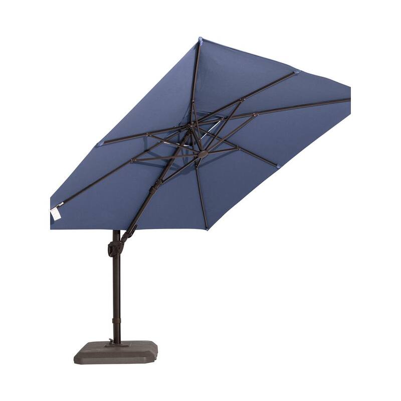 10 ft. x 10 ft. Sunbrella 99% Anti-UV Square Outdoor Cantilever Patio Umbrella with weighted Base in Navy