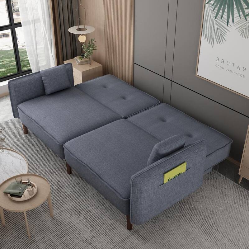 75 in. Gray Polyester Twin Side Sofa Bed