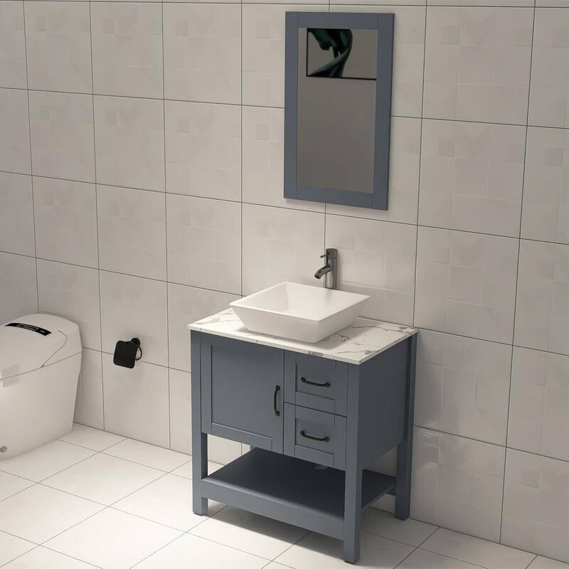 30 in. W X 18.7 D X 31.5 H Bath vanity in MDF with Engineered Marble Top in Gray