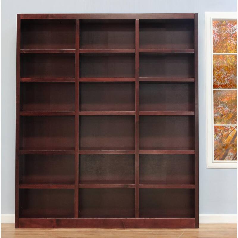 84 in. Cherry Wood 18-shelf Standard Bookcase with Adjustable Shelves