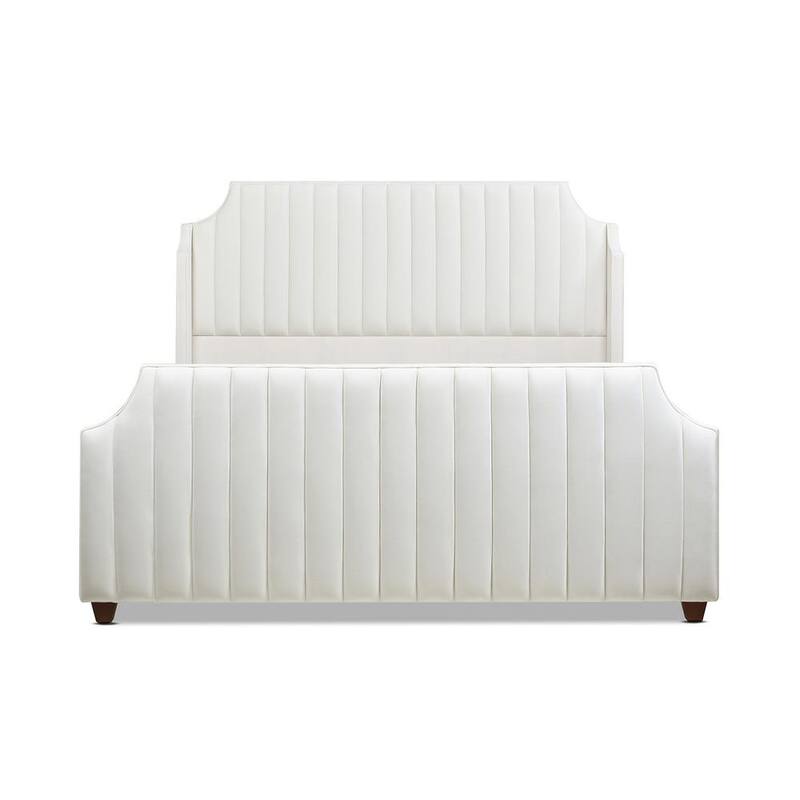 Addison King Channel Tufted Panel Bed Frame Cloud White Performance Velvet