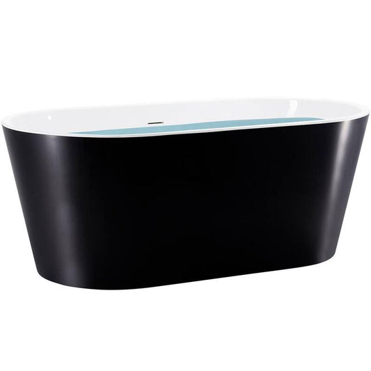 59 in. Fiberglass Double Ended Flatbottom Non-Whirlpool Bathtub in Glossy Black