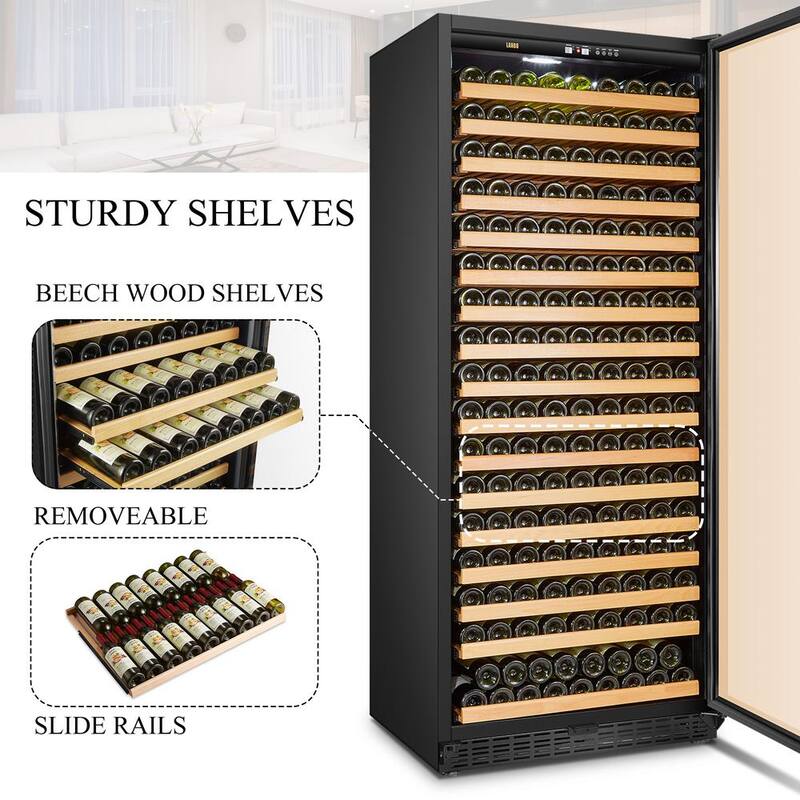 32 in. 289 Bottle Black Single Zone Wine Refrigerator