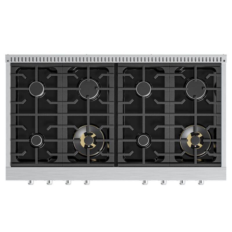 48 in. Gas Range Top in Stainless-Steel with 8 Sealed Italian Burners and Stovetop Knobs