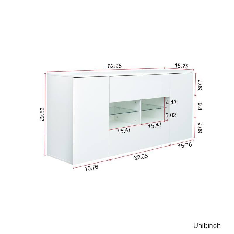 62.40 in. Lime White TV Stand with Double Doors and Drawers Fits TV's up to 70 in. for Living Room