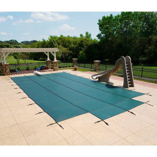 18 ft. x 36 ft. Rectangular Green In-Ground Safety Pool Cover with 4 ft. x 8 ft. Center Step