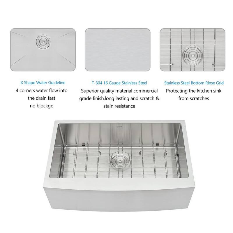 36 in. White Stainless Steel Single Bowl Farmhouse Kitchen Sink